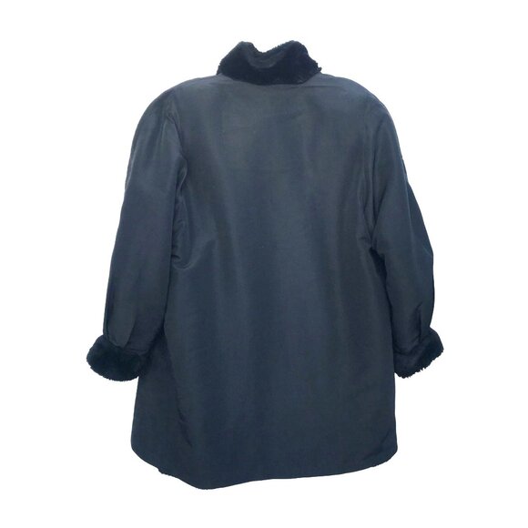 VTG Y2K Marvin Richards Reversible Teddy Bear Winter Coat Black Womens M - Picture 7 of 11